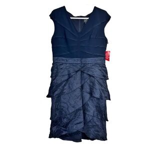 Adrianna Papell Navy Ruffle Tiered Evening Dress
